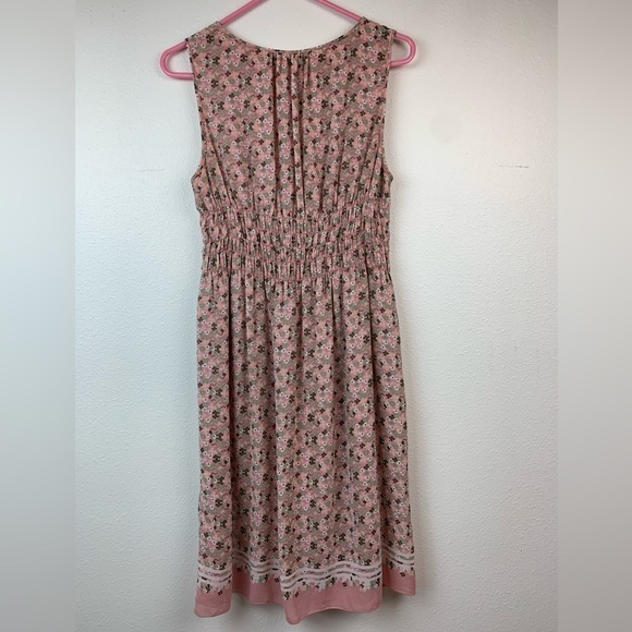 Max Studio blush floral vintage style chiffon sleeveless dress elastic waist EUC - Picture 5 of 10
